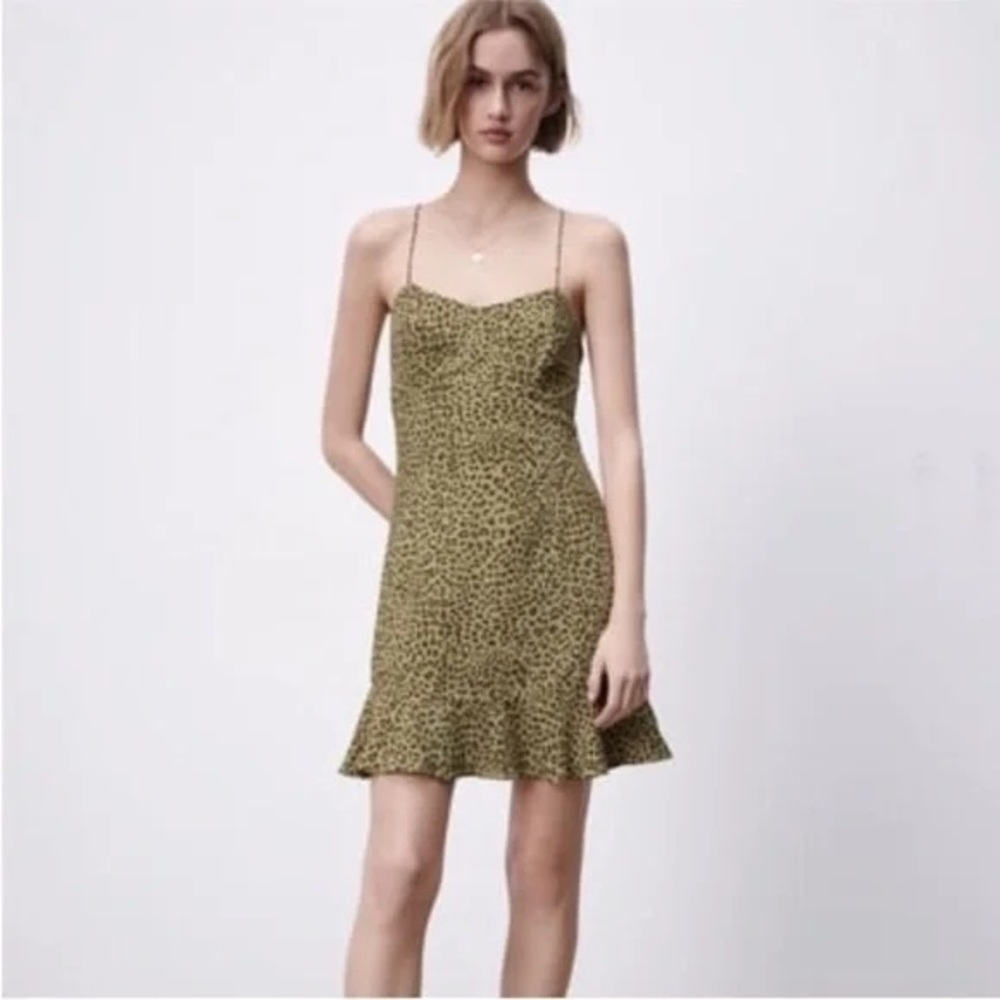 Zara Green Animal Print Dress